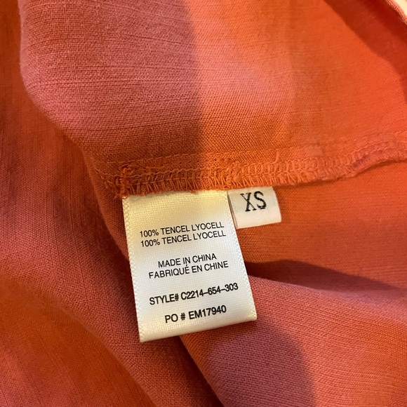 Cloth & Stone Burnt Orange Tie Front Button Down Tencel Top - Picture 5 of 7
